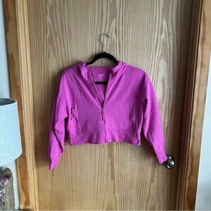 Old Navy Active Girls’ Dynamic Fleece Cropped Pink Zip Up Sweatshirt Hoodie